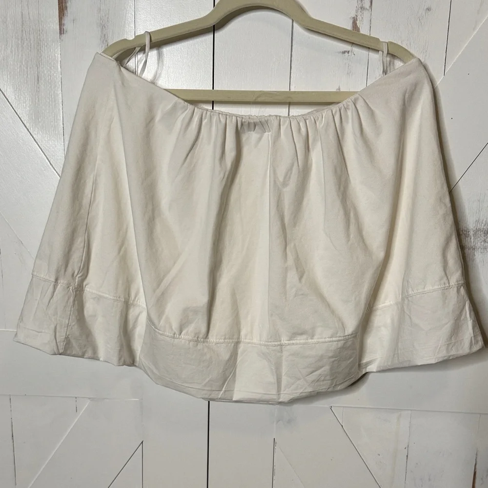 Anthropologie Maeve White Strapless Bubble Hem Top